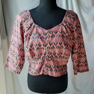 Elegant Pink Patterned Blouse